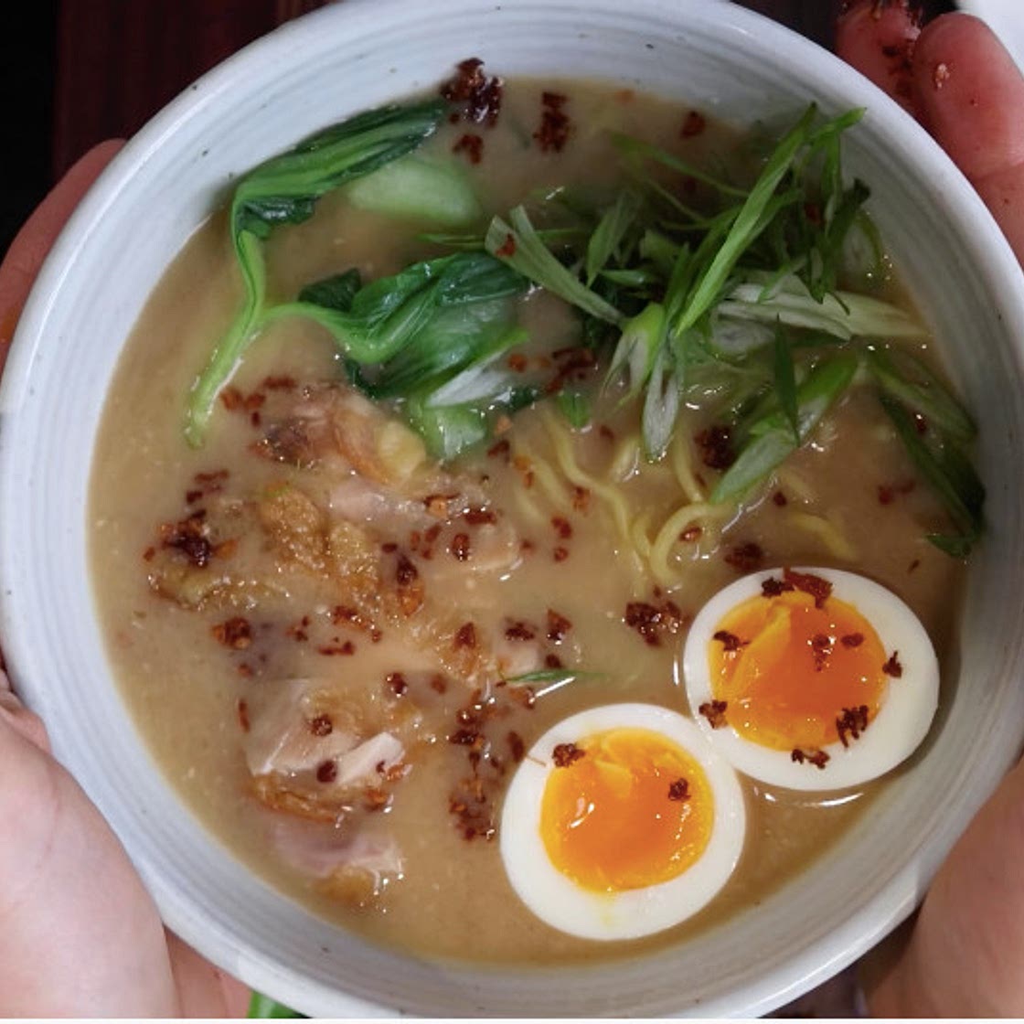 Crispy Chicken Caramelized Miso Noodle Soup
