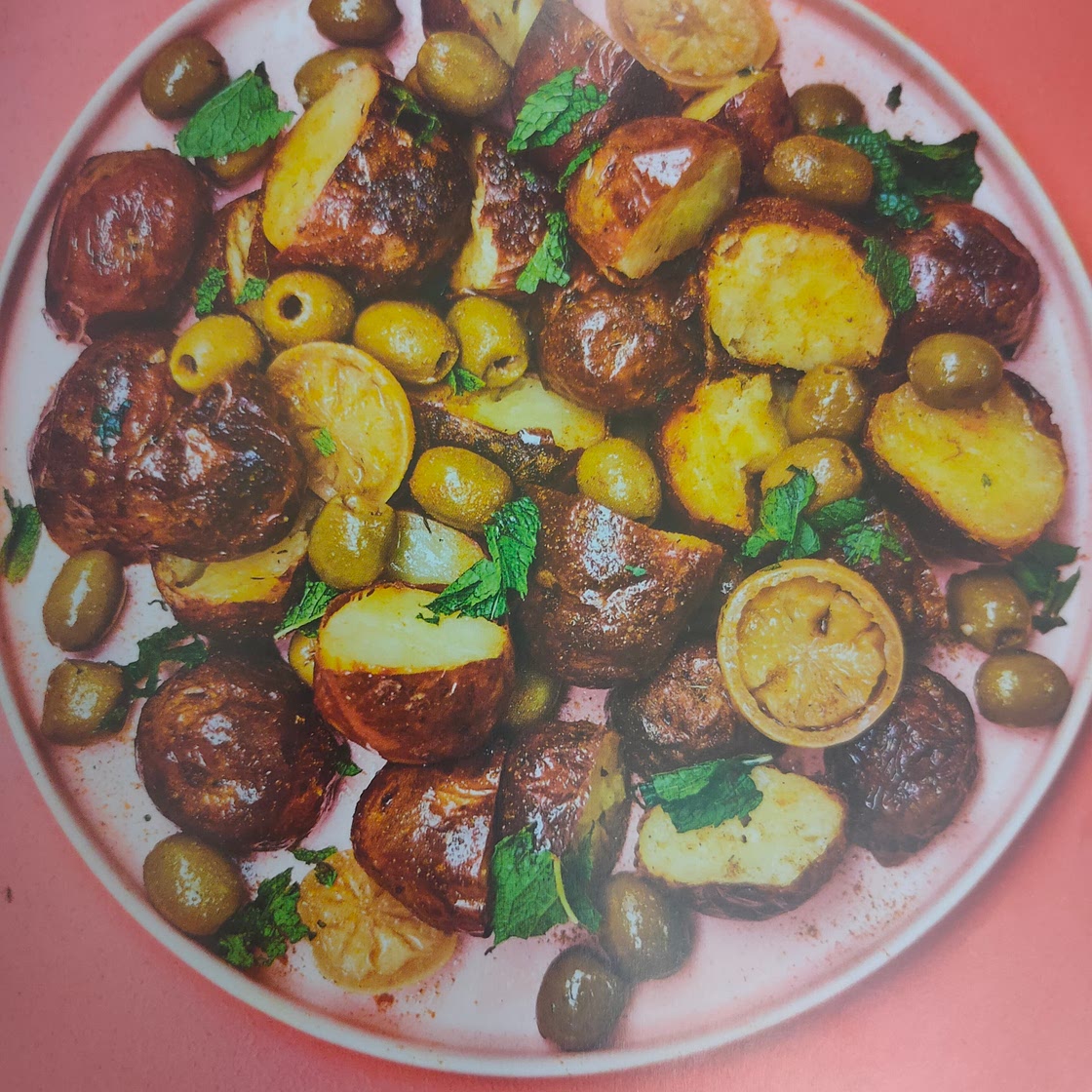 Moroccan griddled potatoes with olives, chickpeas and preserved lemon