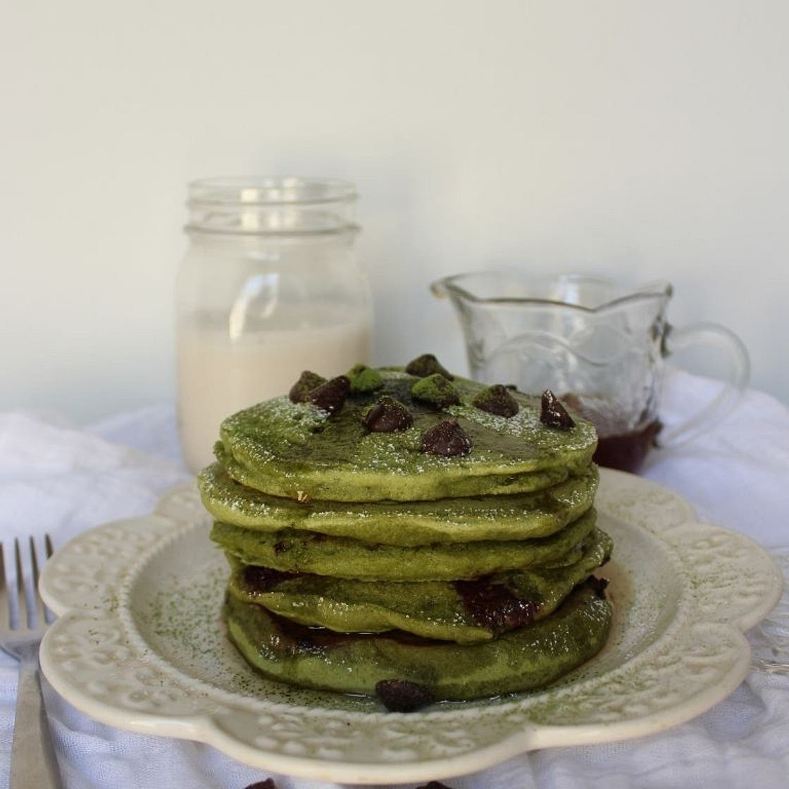Matcha Mochi Vegan Pancakes