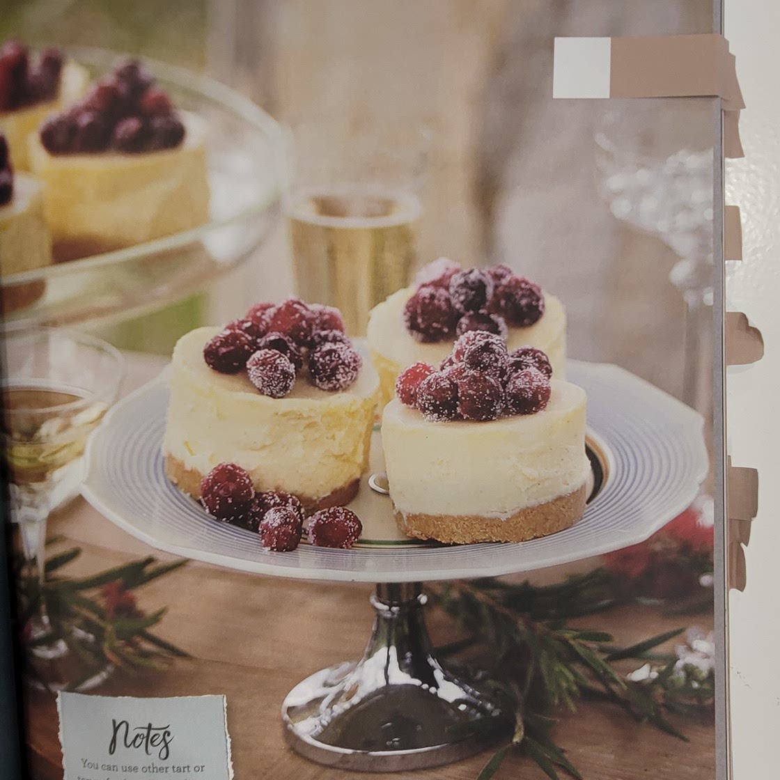 White Chocolate Cheesecakes with Frosted Cranberries