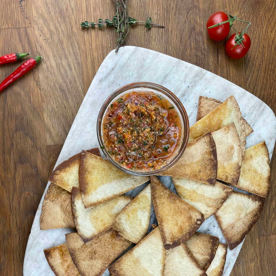 Ground Cherry Salsa with Tortilla Chips 