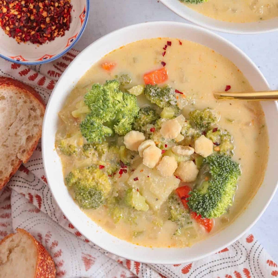 Dairy-Free Cheesy Broccoli Potato Soup {Vegan, Whole30, Paleo}