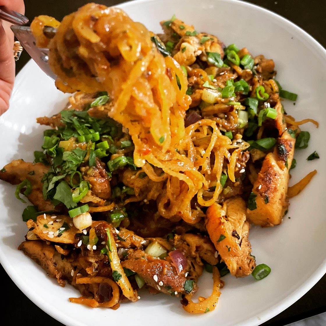 [Paleo, Whole30] Spicy Garlic Daikon Noodles with Chicken — Bottomless Chef