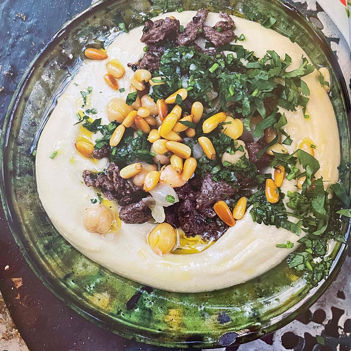 Hummus kawarma (lamb) with lemon sauce