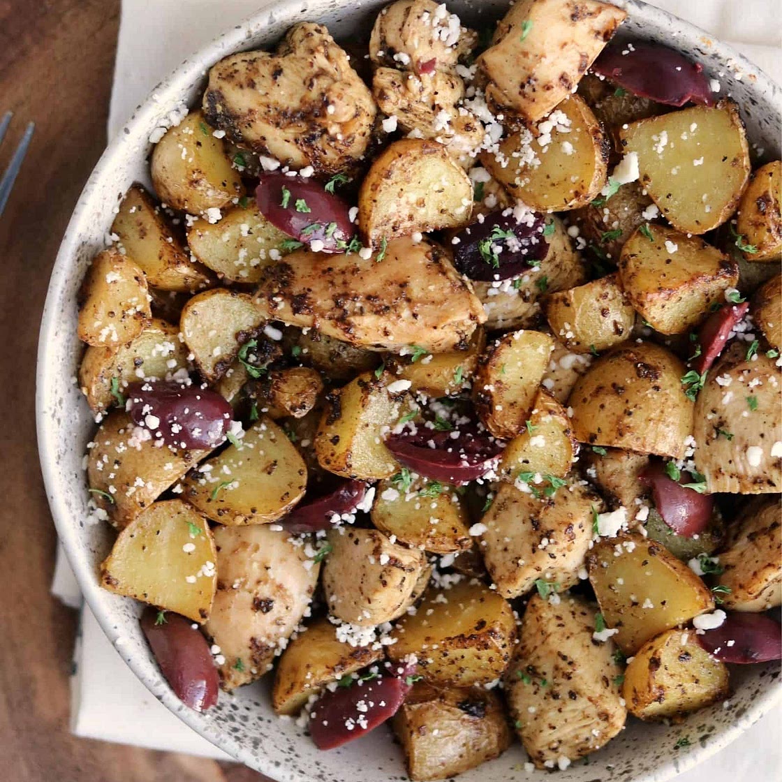 Air Fryer Greek Chicken and Potatoes
