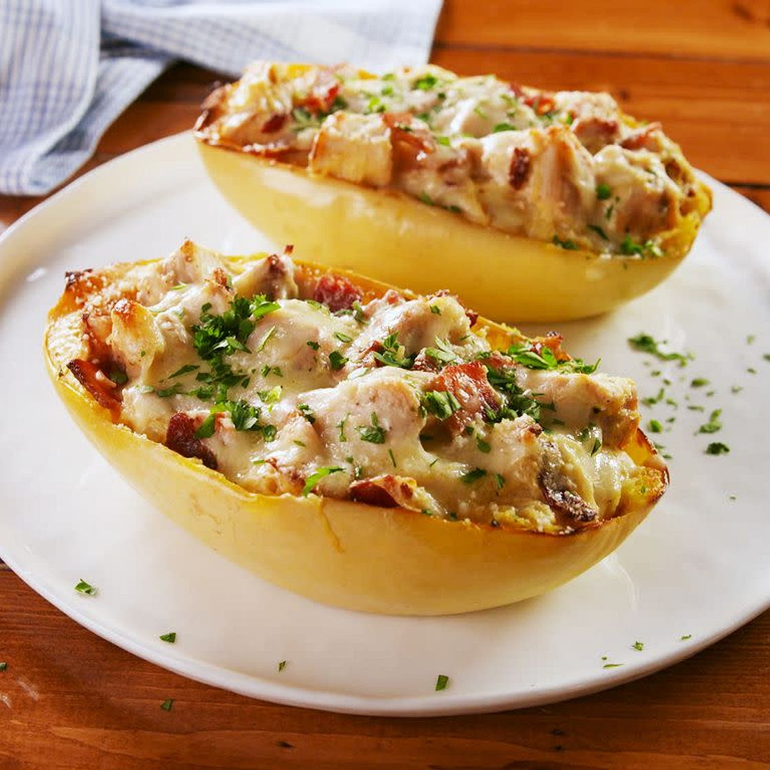 Spaghetti Squash Bacon Chicken Ranch