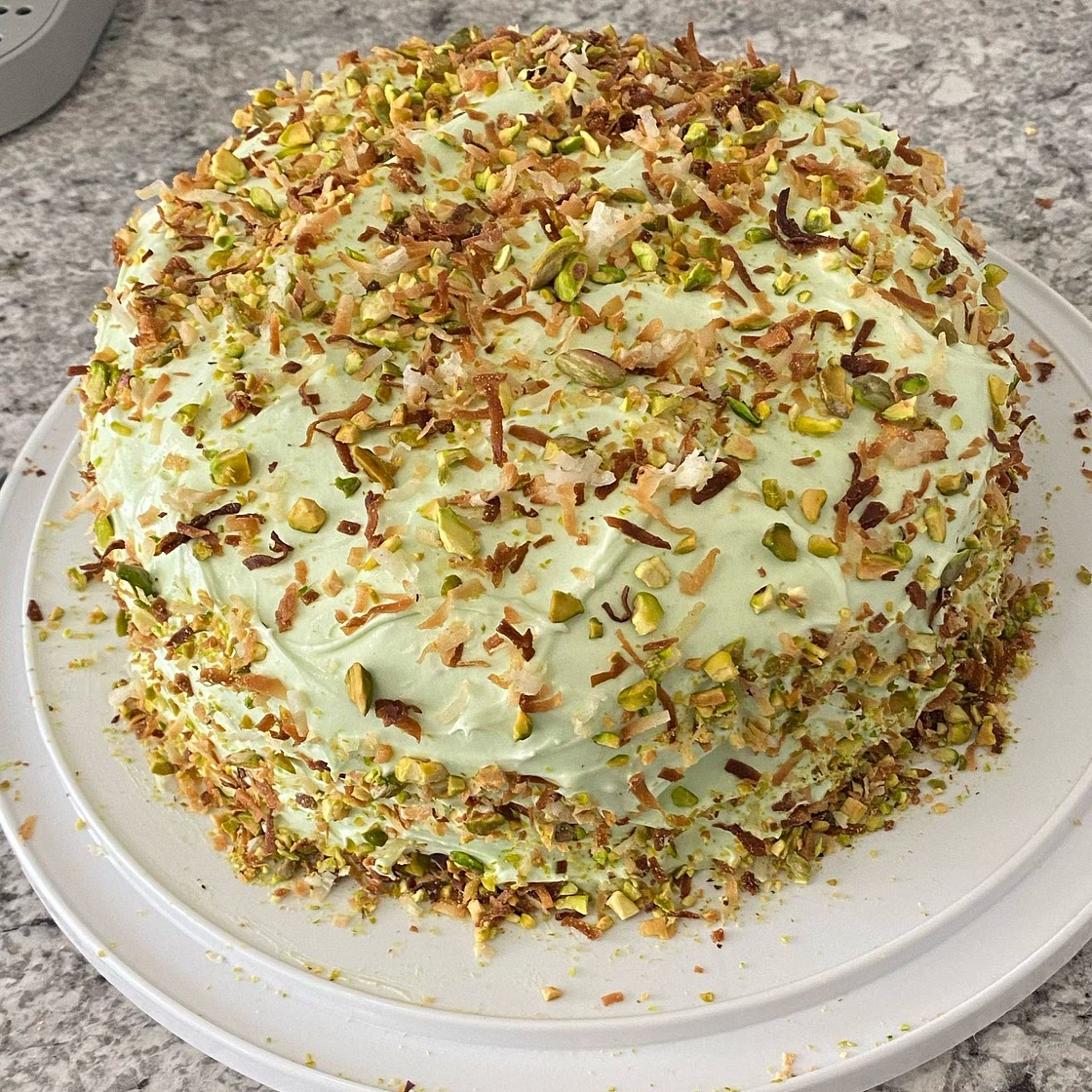Coconut and Pistachio Pudding Cake