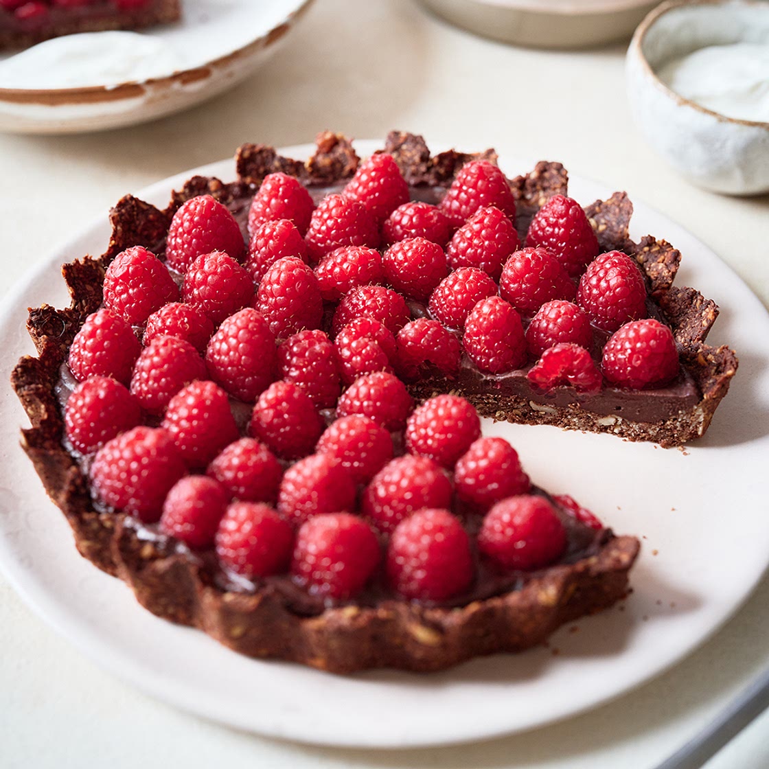Chocolate and raspberry tart recipe on Second Nature