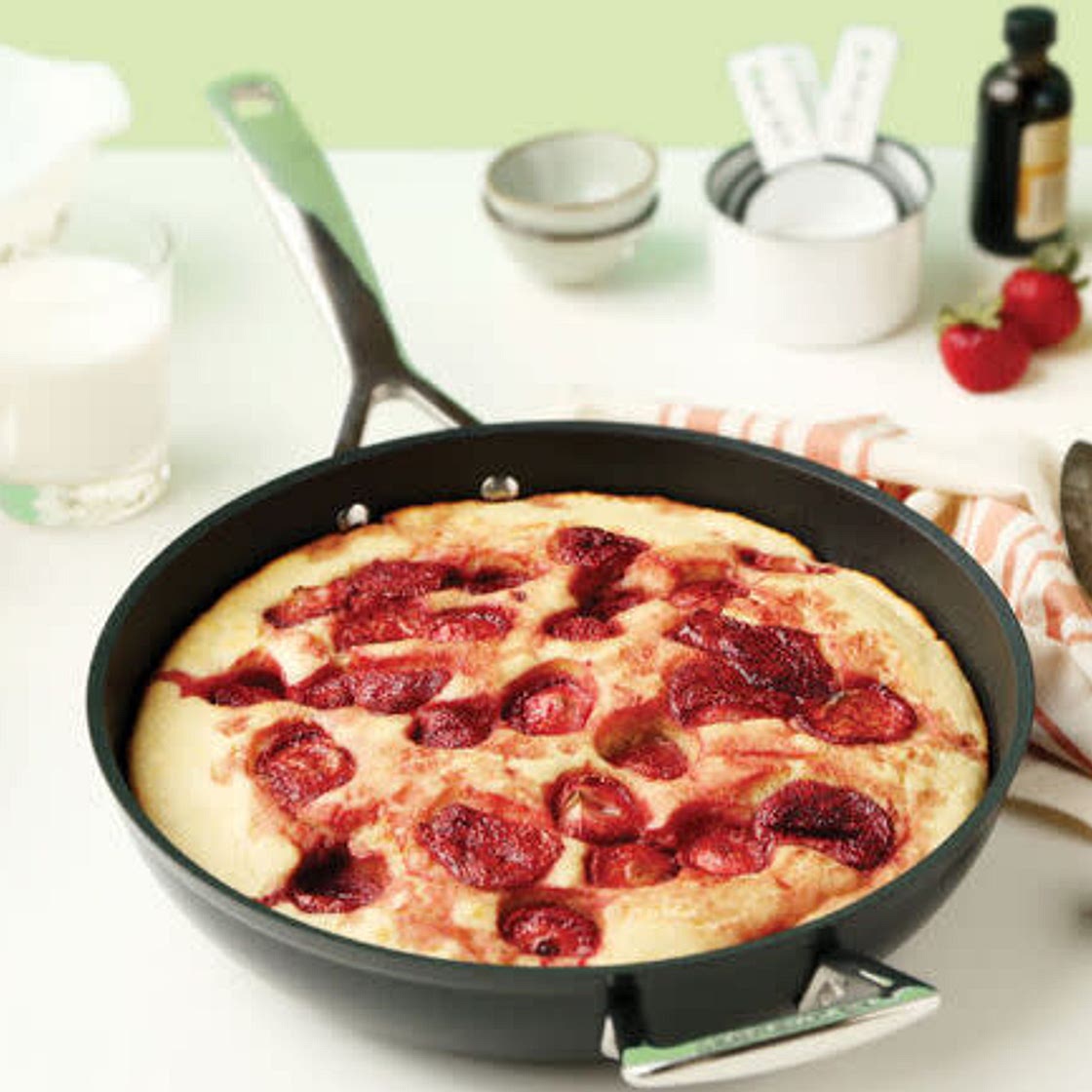 Roasted Balsamic Strawberry Skillet Cake