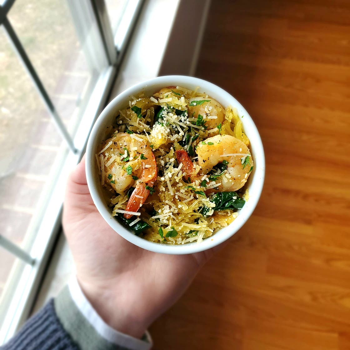 Spaghetti Squash with Garlic Shrimp