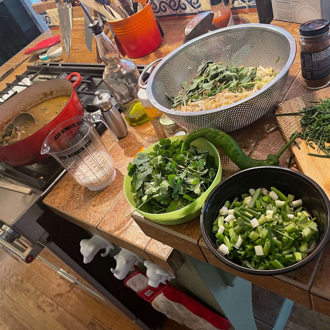 Thai green curry noodle soup