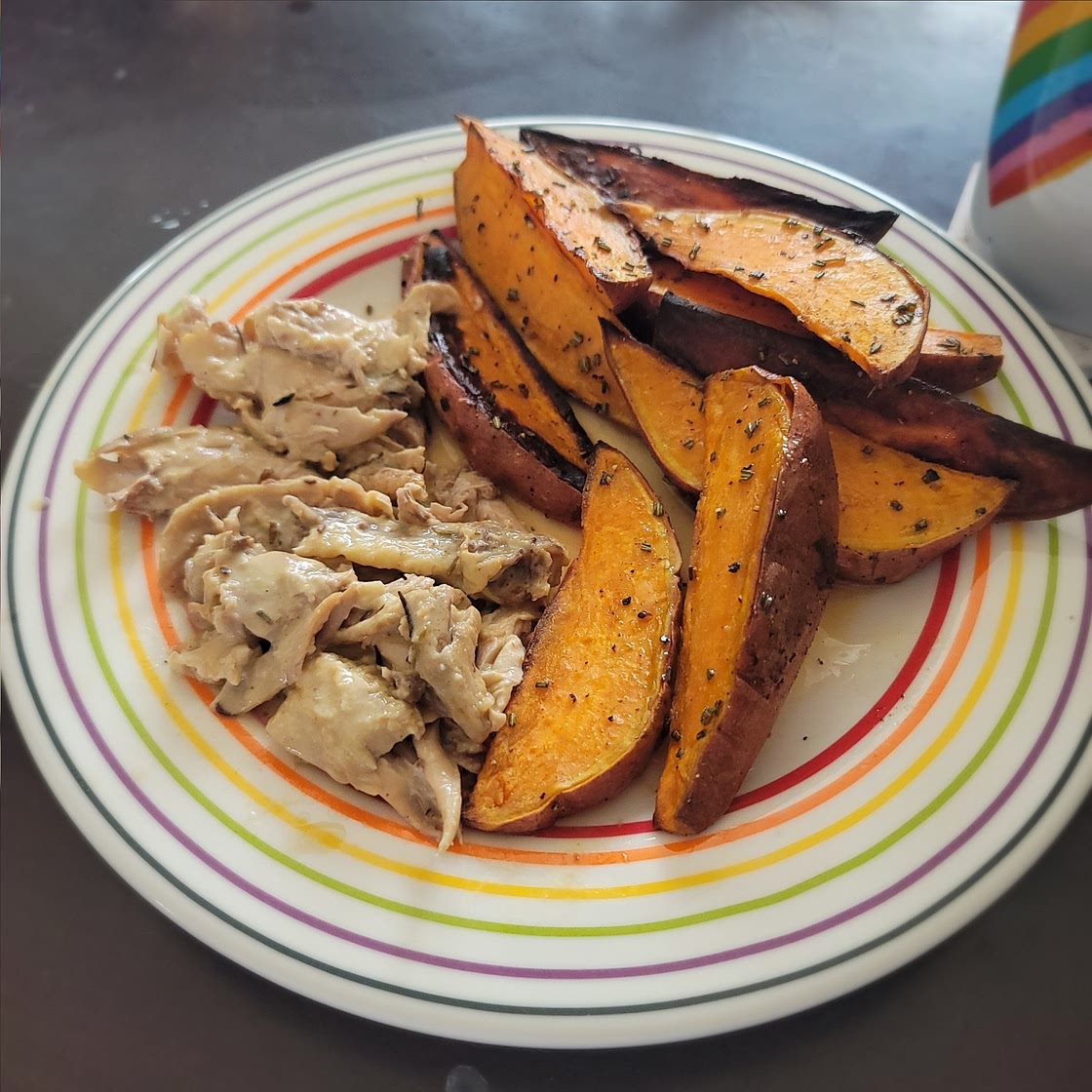 Rotisserie Chicken with Sweet Potato Wedges