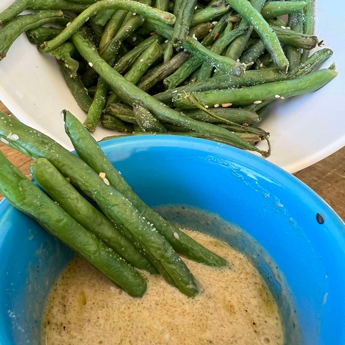 Air Fried Green Beans & Mustard Dipping Sauce