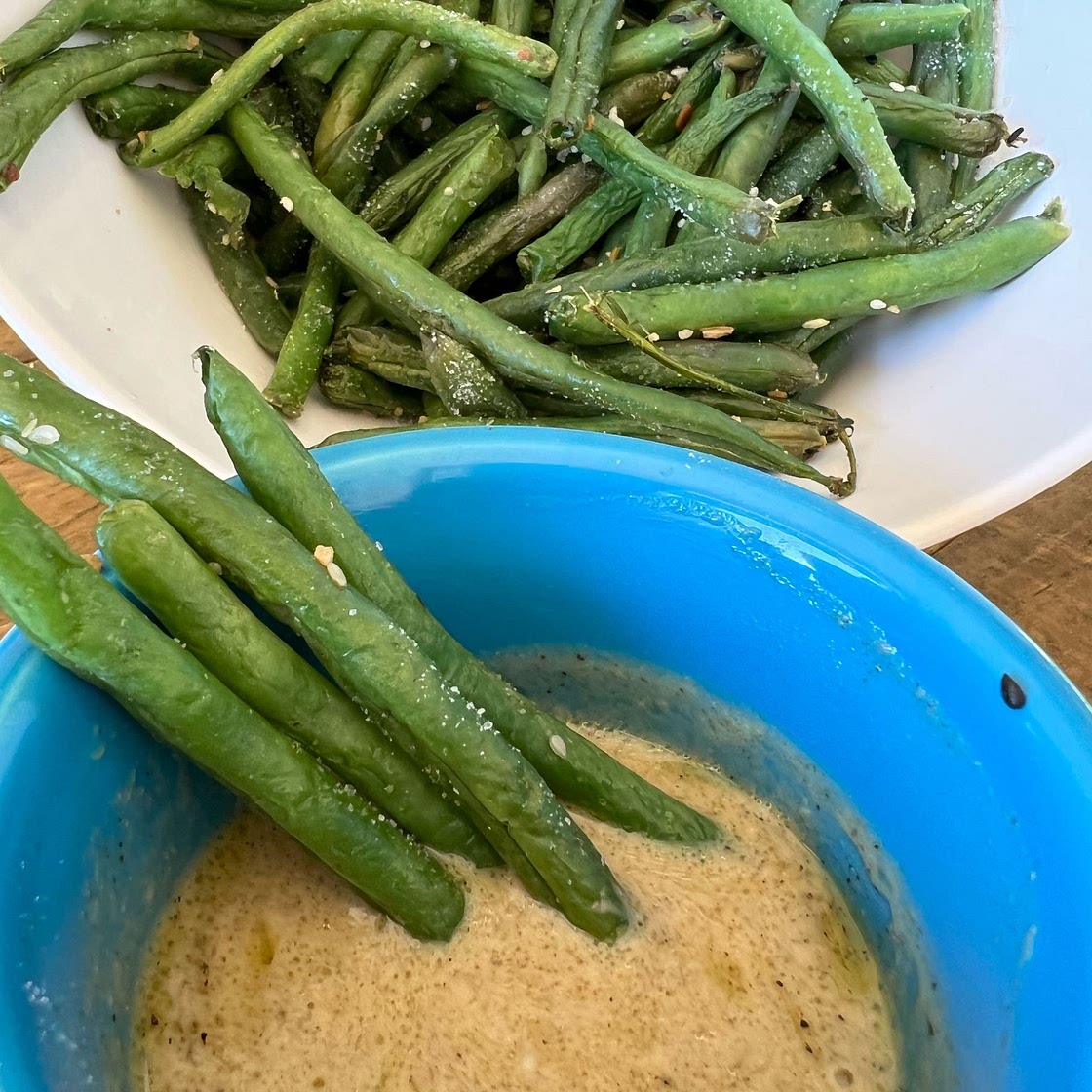 Air Fried Green Beans & Mustard Dipping Sauce