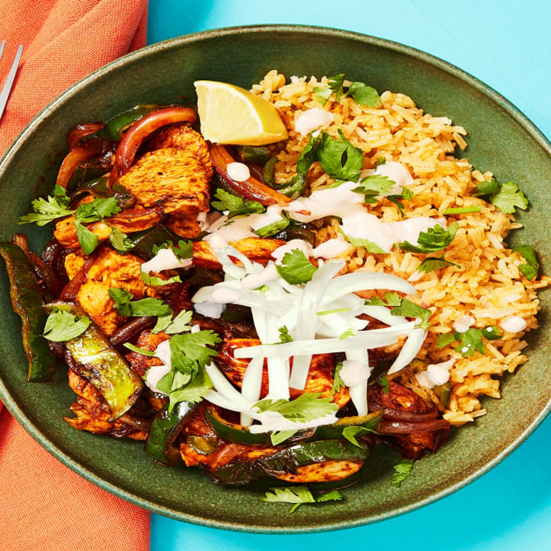 Yucatan Citrus Chicken Bowls with Poblano, Smoky Crema & Pickled Onion