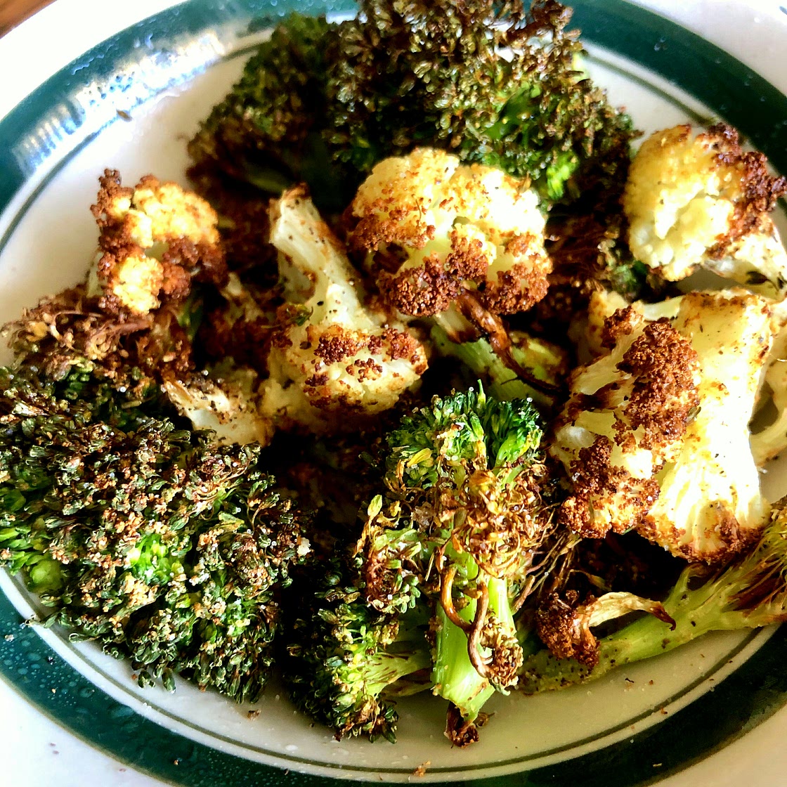 Air Fryer Roasted Broccoli and Cauliflower