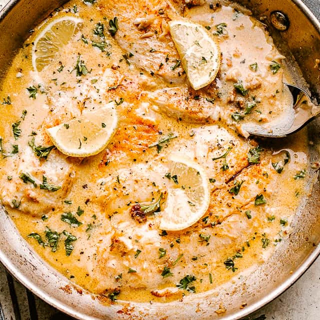 Skillet Tilapia with Creamy Lemon Sauce