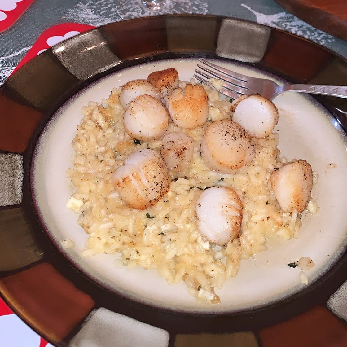 Seared Scallops With Basil Risotto