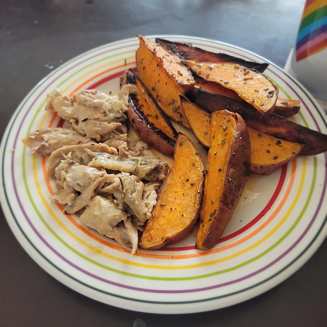 Rotisserie Chicken with Sweet Potato Wedges