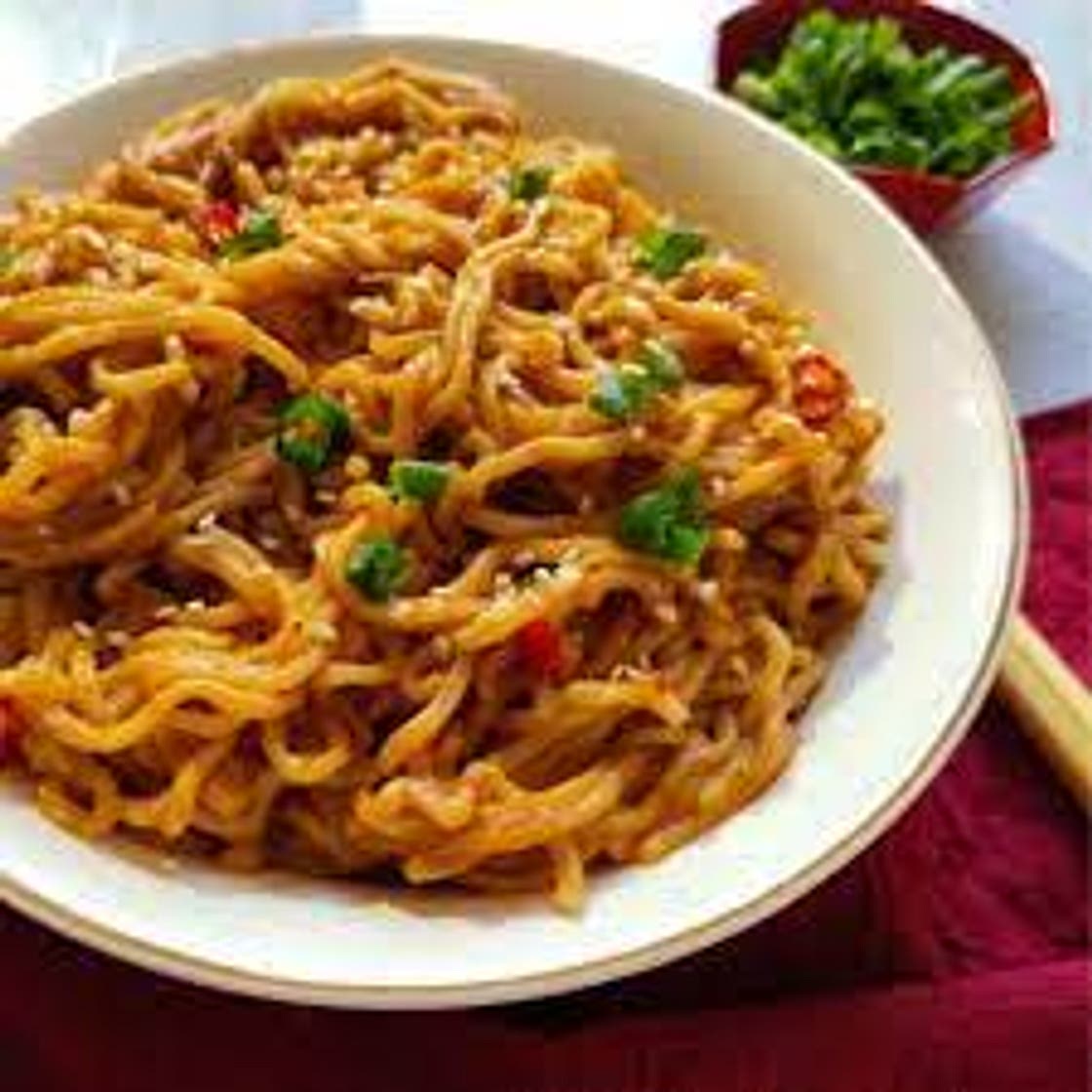 Ramen Noodles Stir Fried with Peanut Butter Sauce