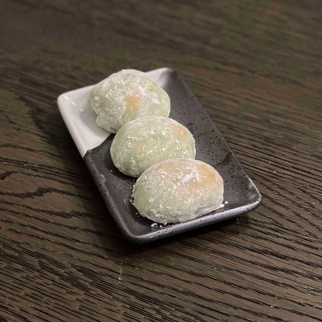 Pandan peanut mochi - microwave recipe 