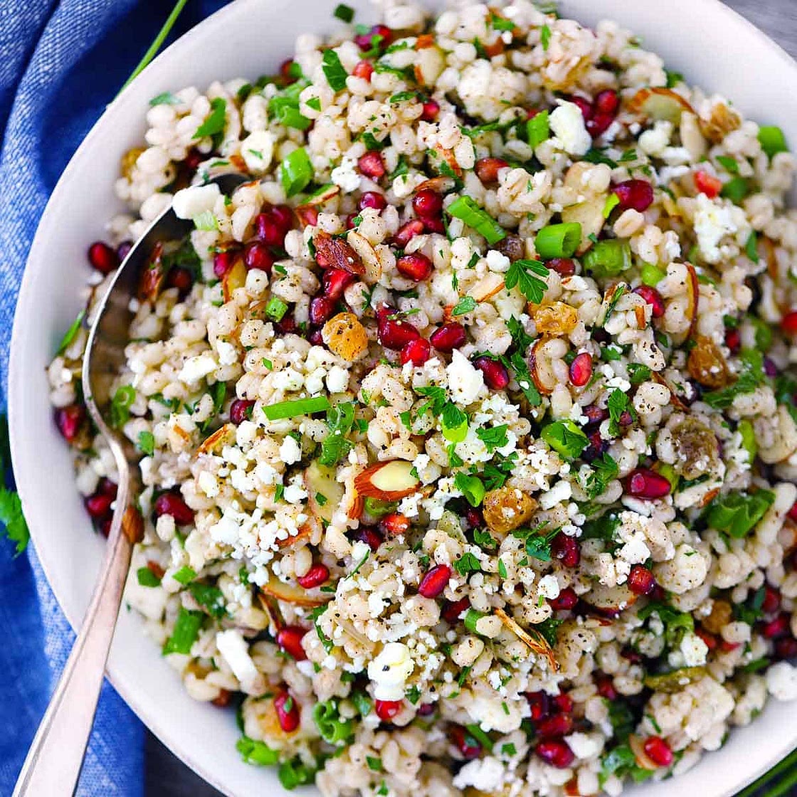Super Power Salad (Barley & Vegetables, Tempeh, Herbs & Pomegranate)