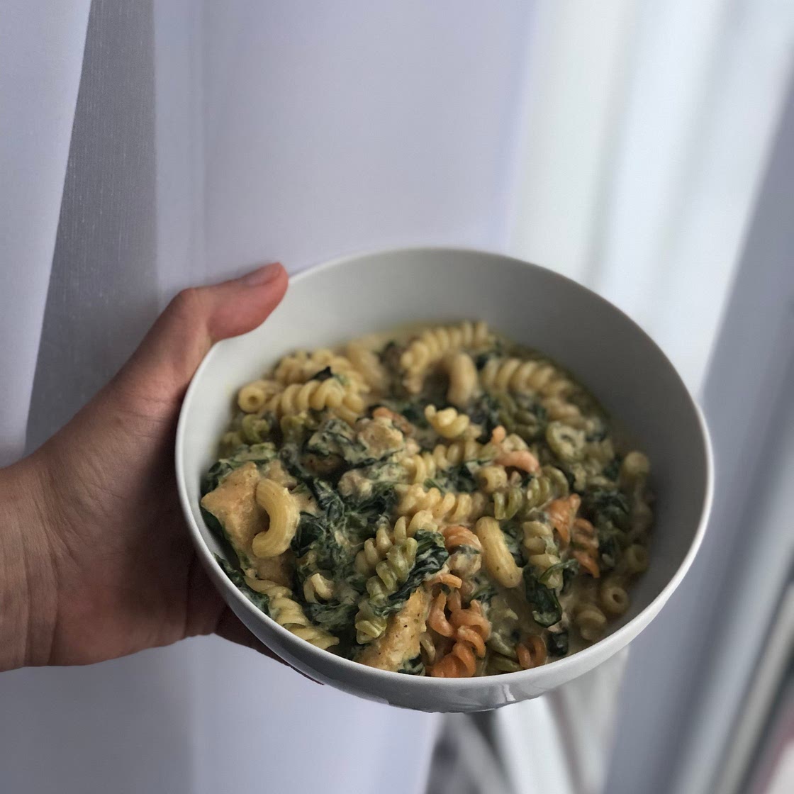 Pasta with spinach and chicken 