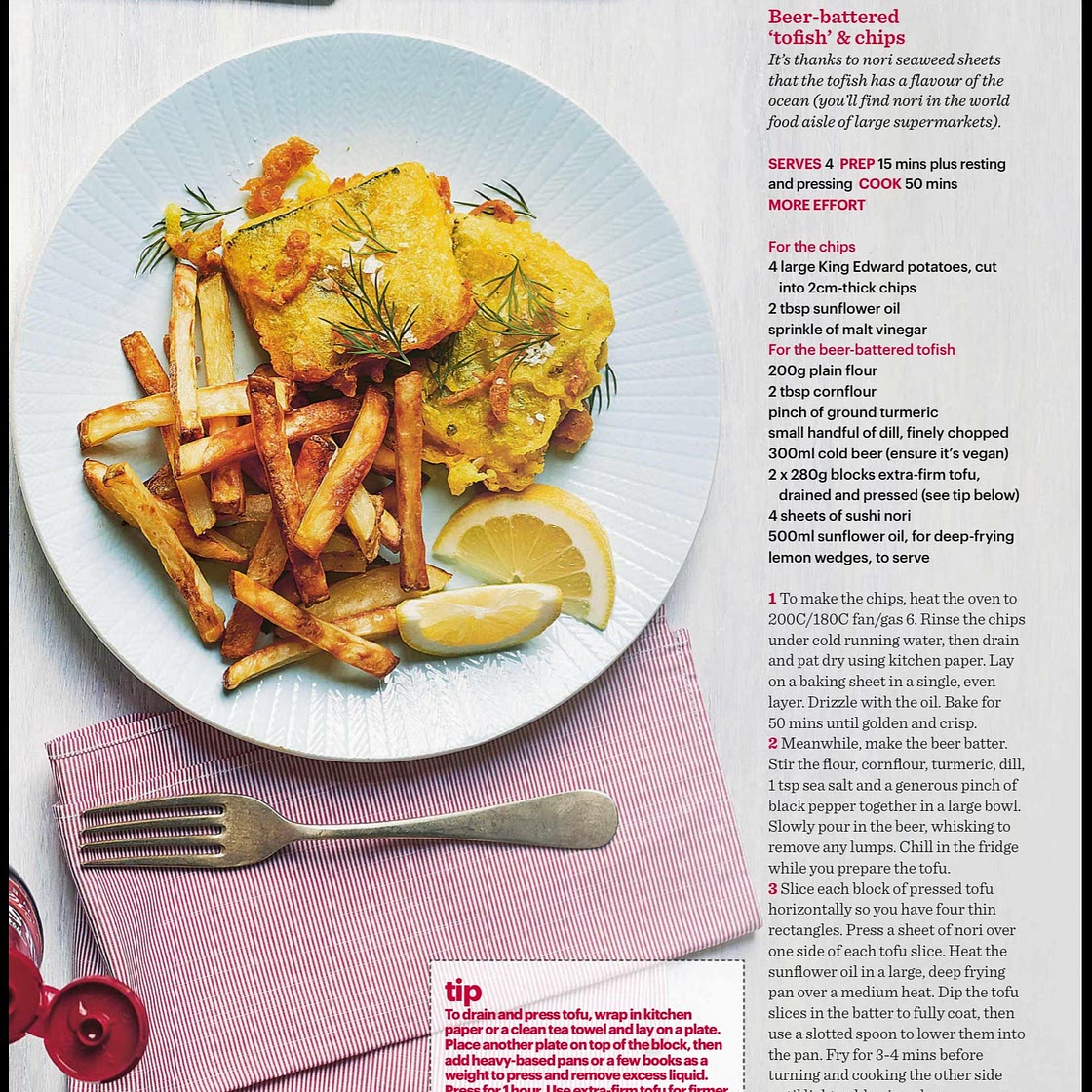 Beer-battered "tofish' & chips