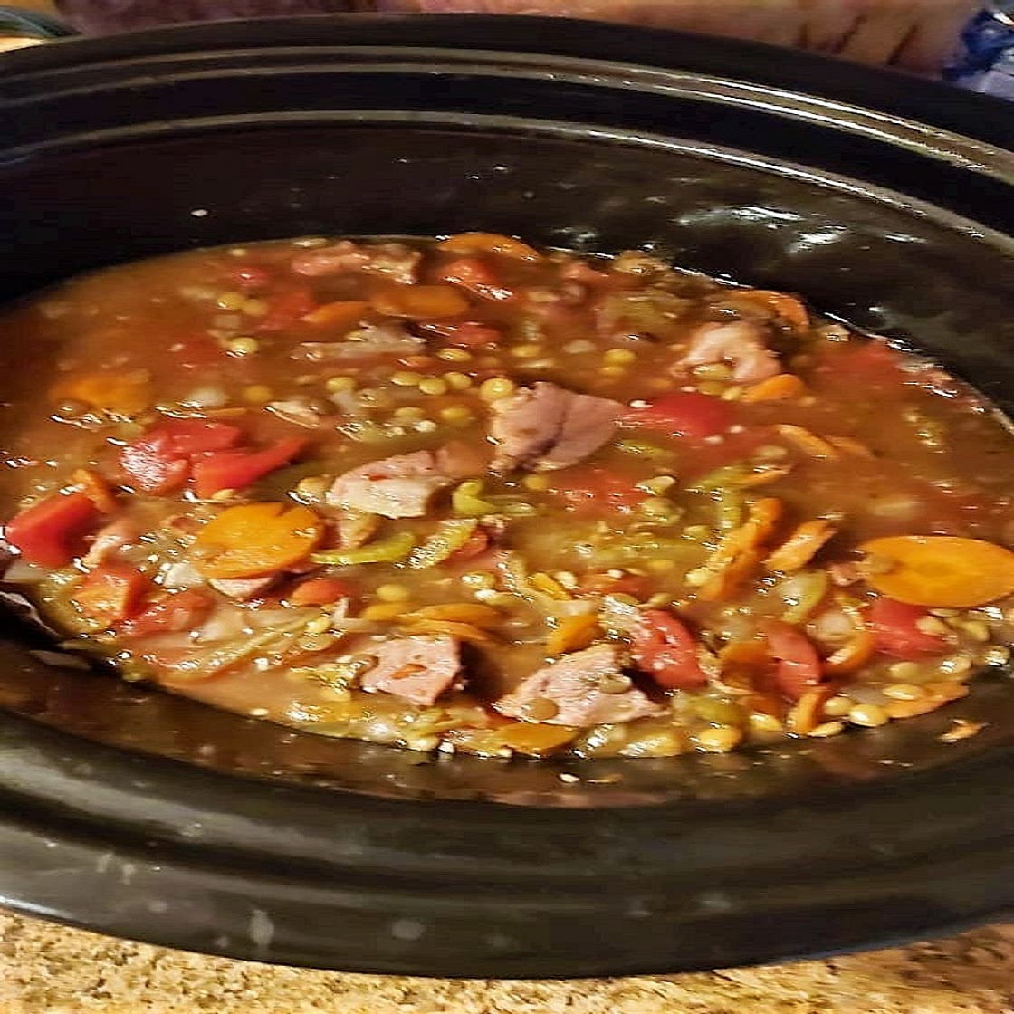Slow Cooker Lentil and Ham Soup