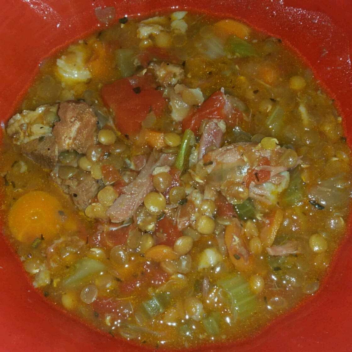 Slow Cooker Lentil and Ham Soup