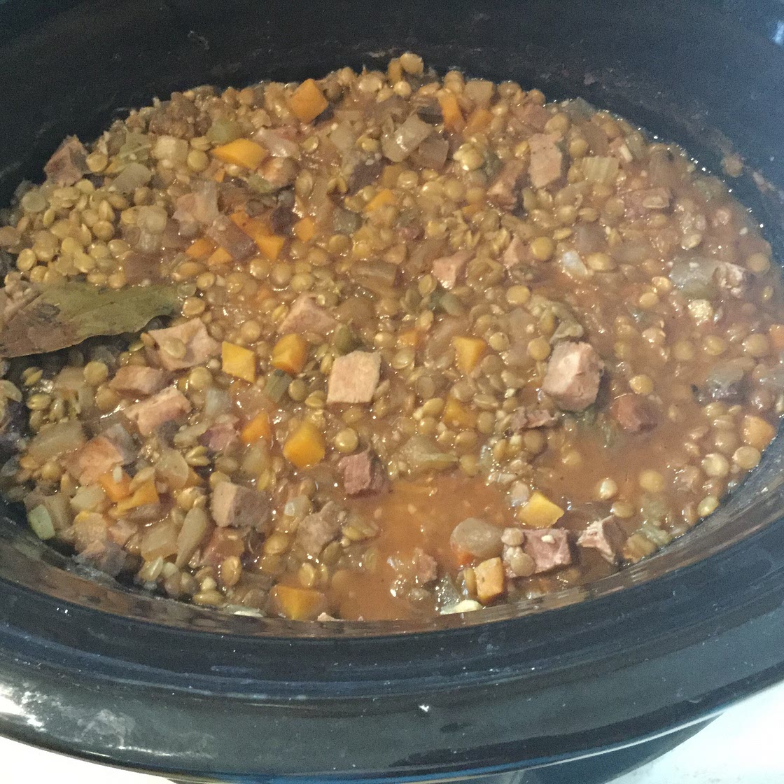 Slow Cooker Lentil and Ham Soup