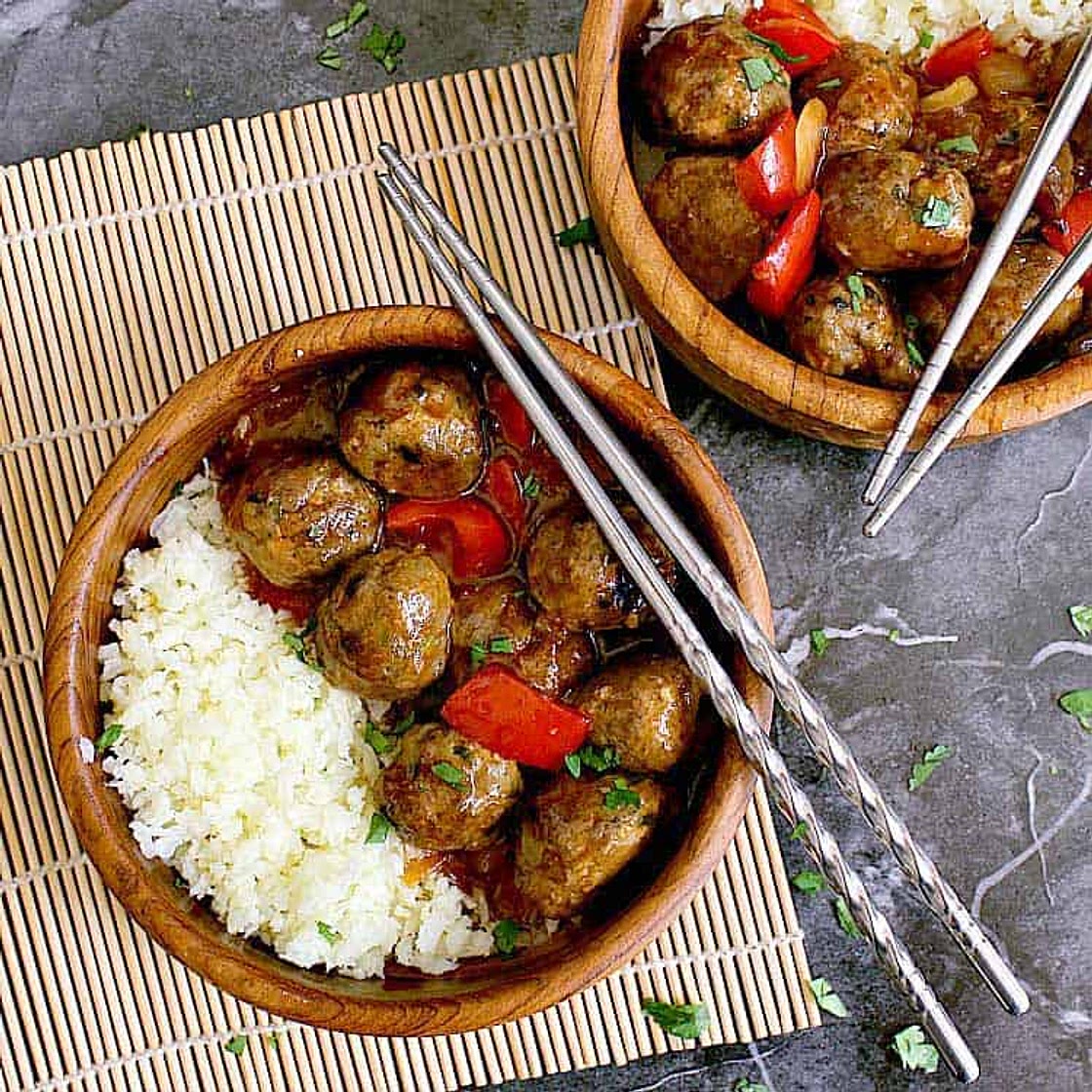 Chicken Meatball Teriyaki Bowls