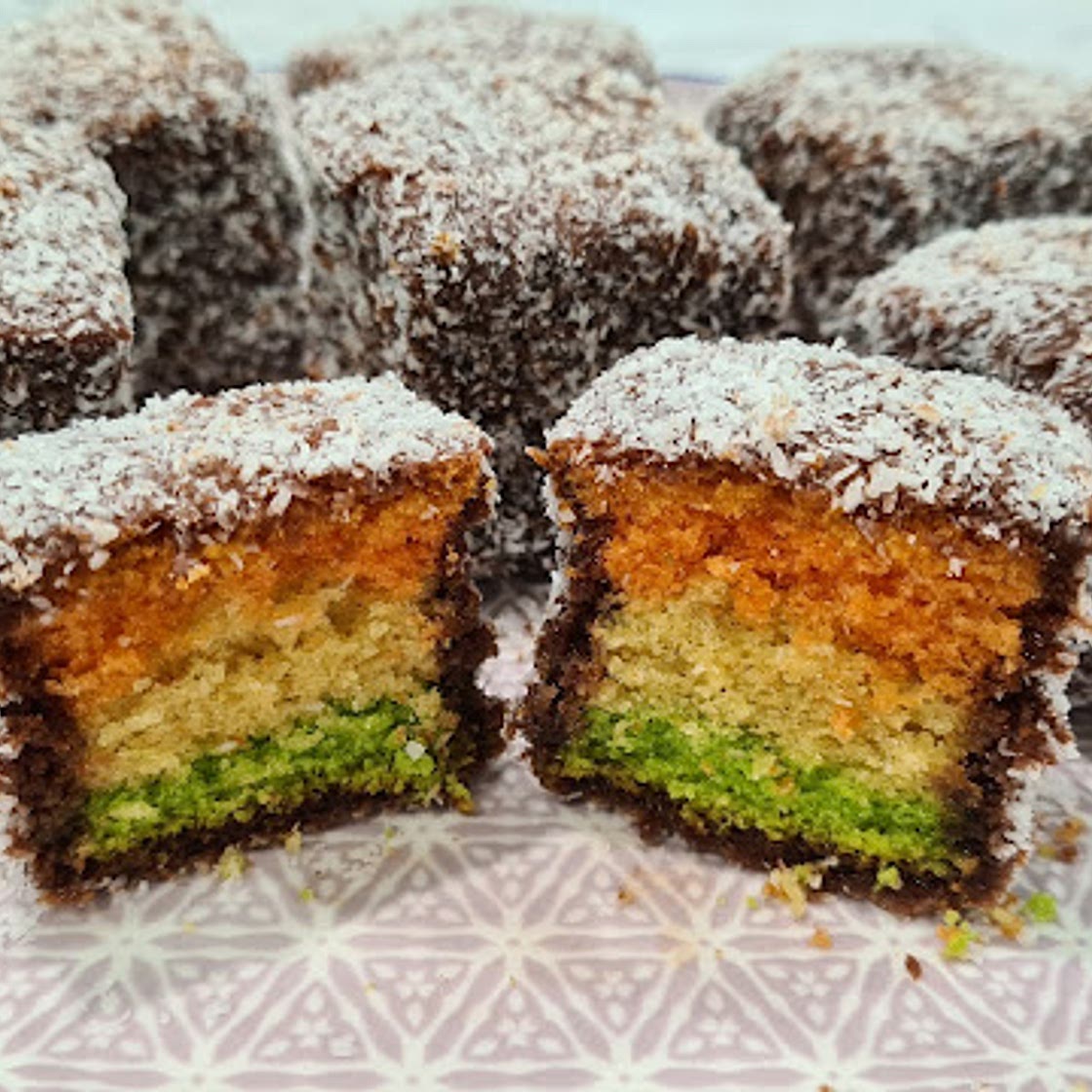 Tricolour Lamington Cake Recipe