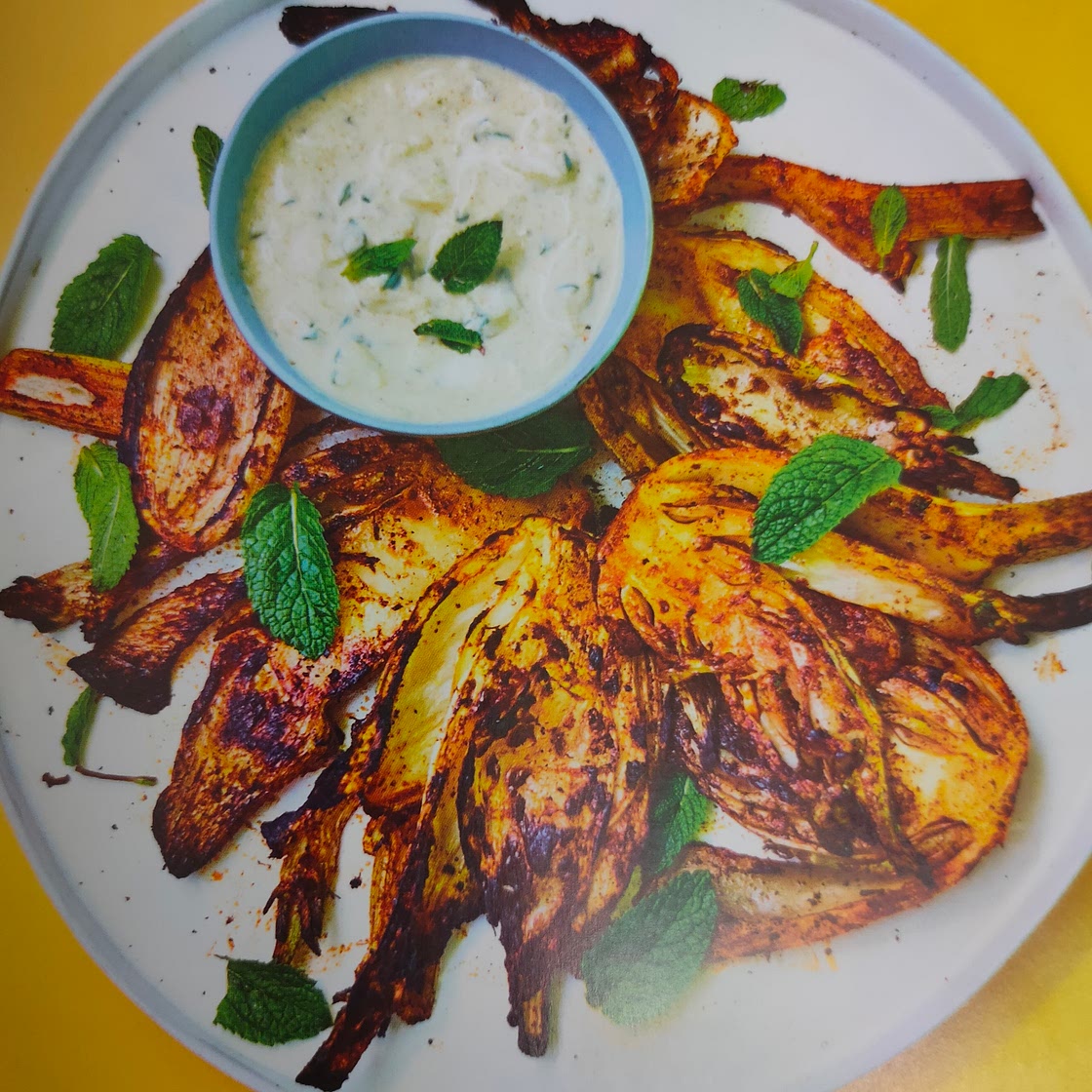 Tandoori fennel steaks with mint raita
