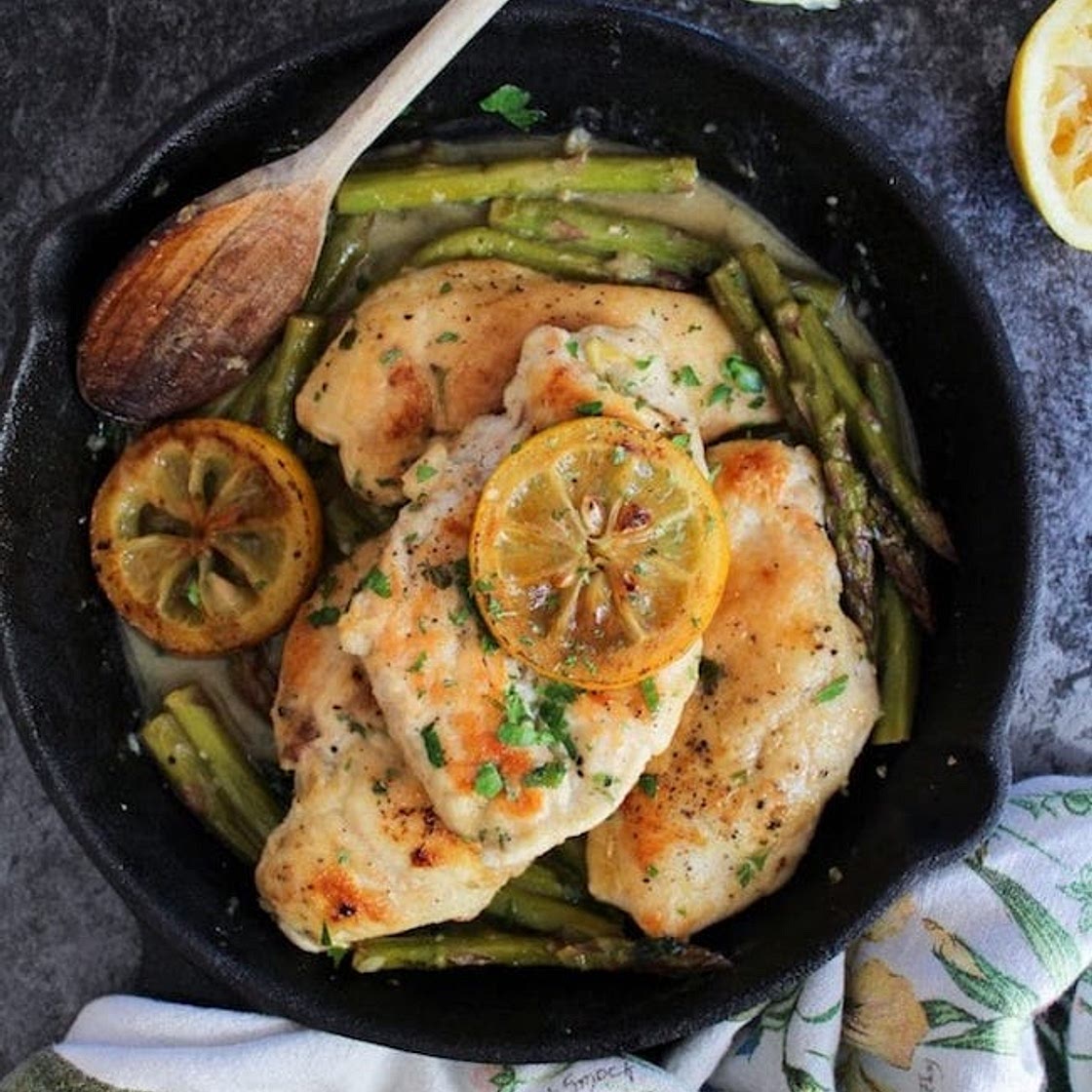 One Pan Lemon Chicken with Asparagus