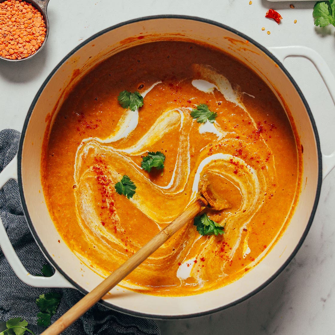 Creamy Curried Cauliflower Lentil Soup (1 Pot!)