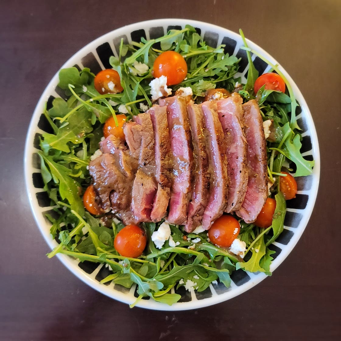 Rocket Salad with Steak and Feta Cheese