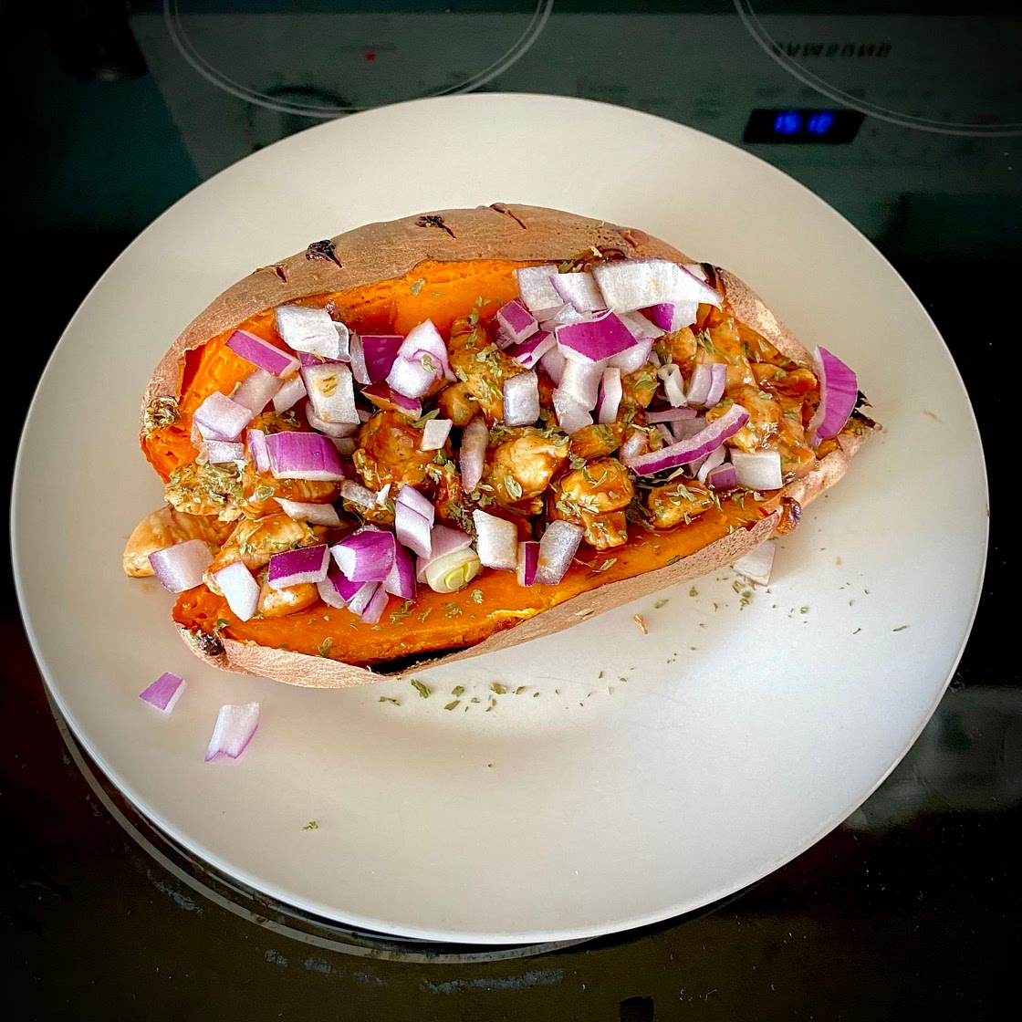 BBQ Chicken Baked Sweet Potato