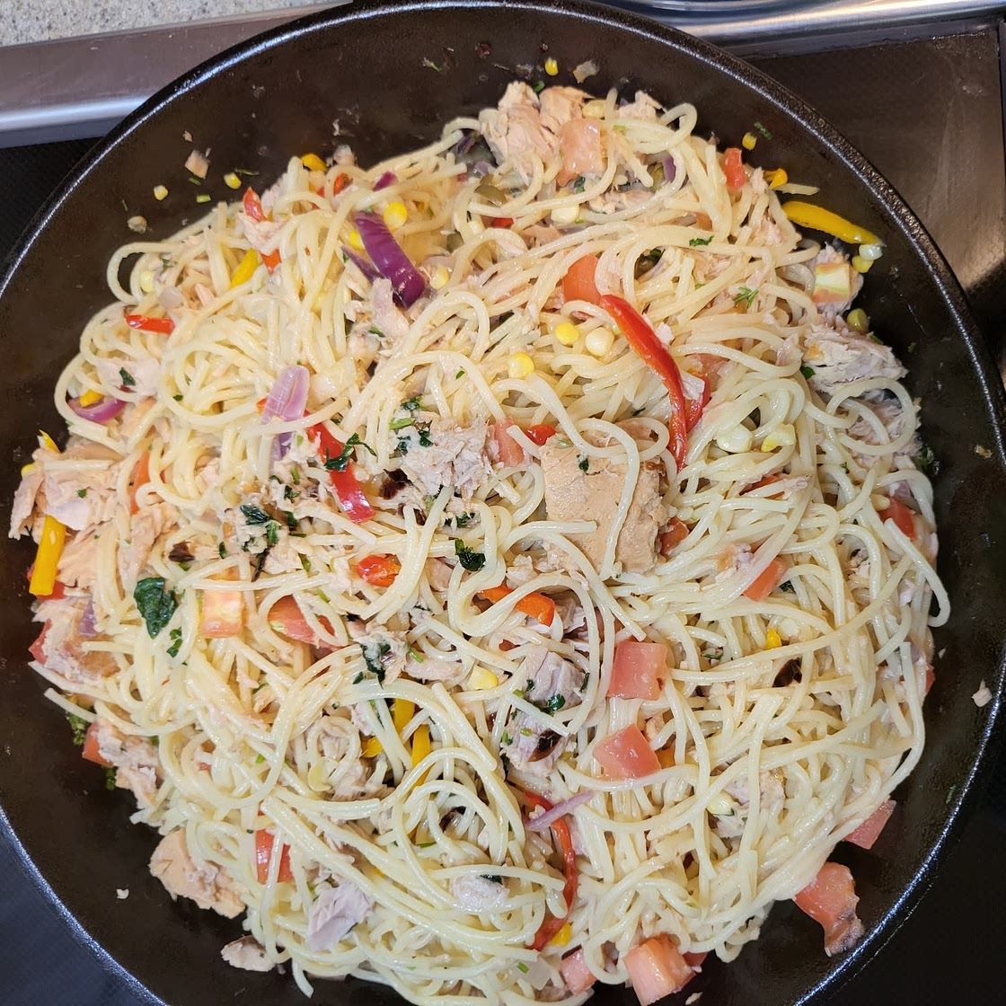 Tuna, caper & chilli spaghetti