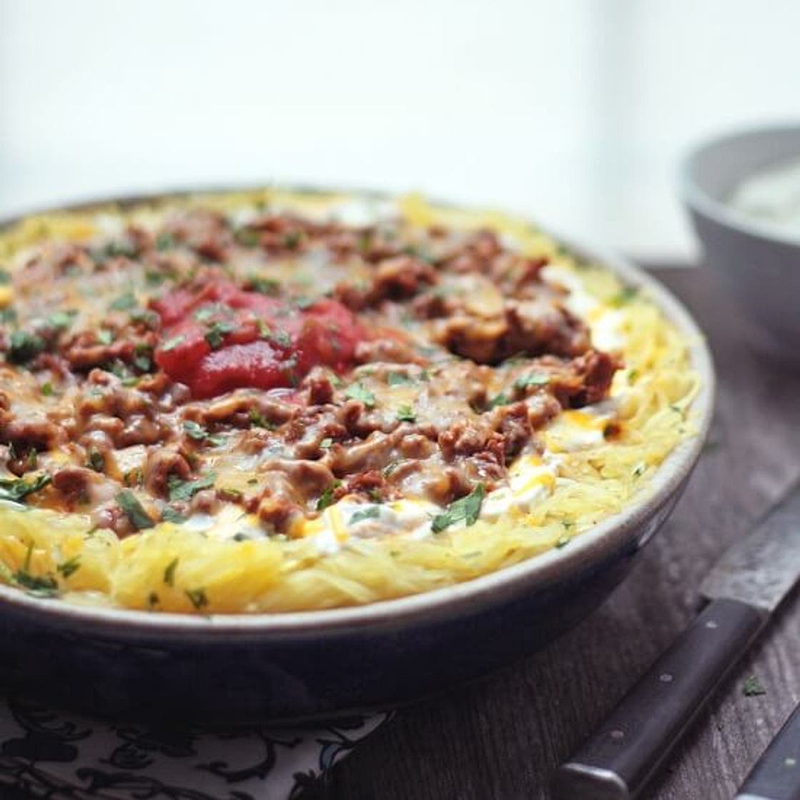 Cheesy Chili Spaghetti Squash Casserole – Low Carb & Gluten Free