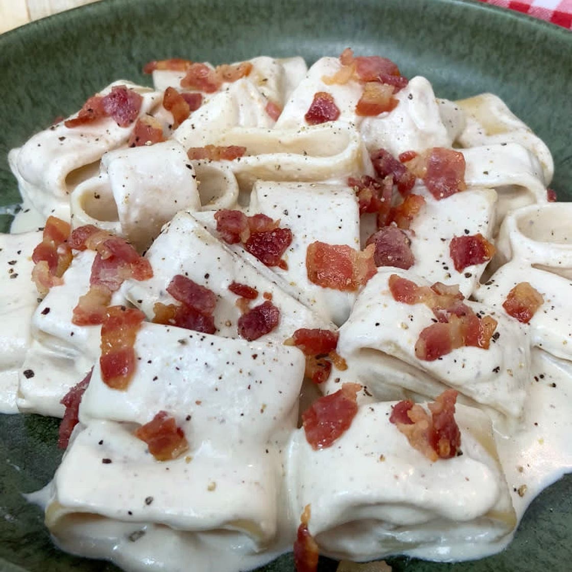WALNUT PESTO PASTA with bacon