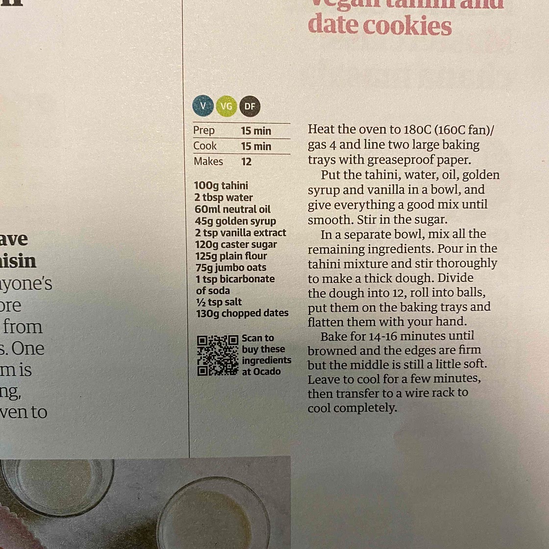 Vegan tahini and date cookies