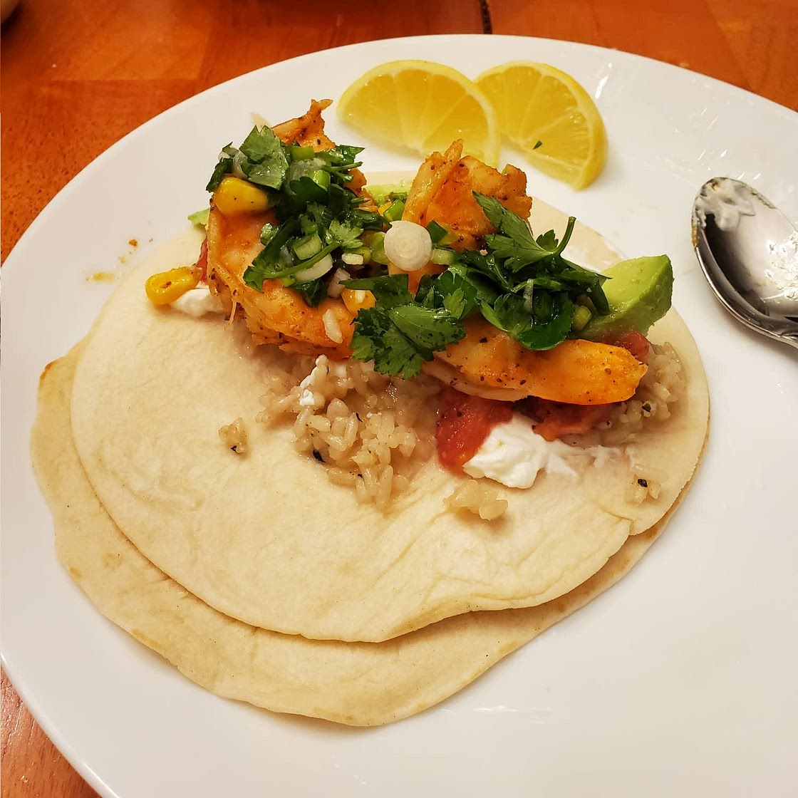 Spicy Shrimp Tacos with Garlic Cilantro Lime Slaw