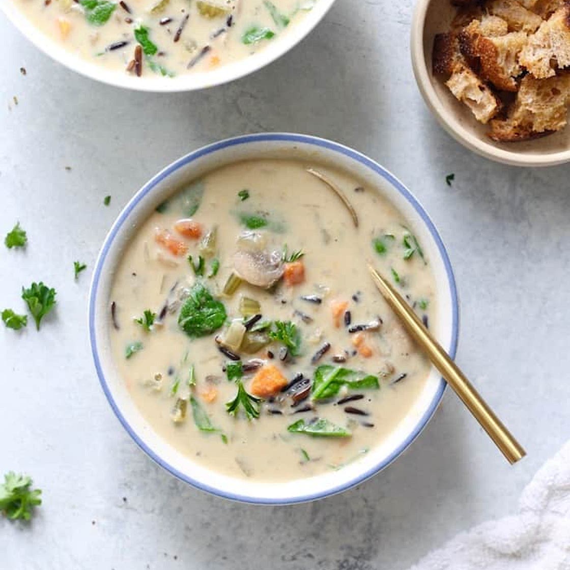 Instant Pot Vegan Cream of Mushroom and Wild Rice Soup Recipe