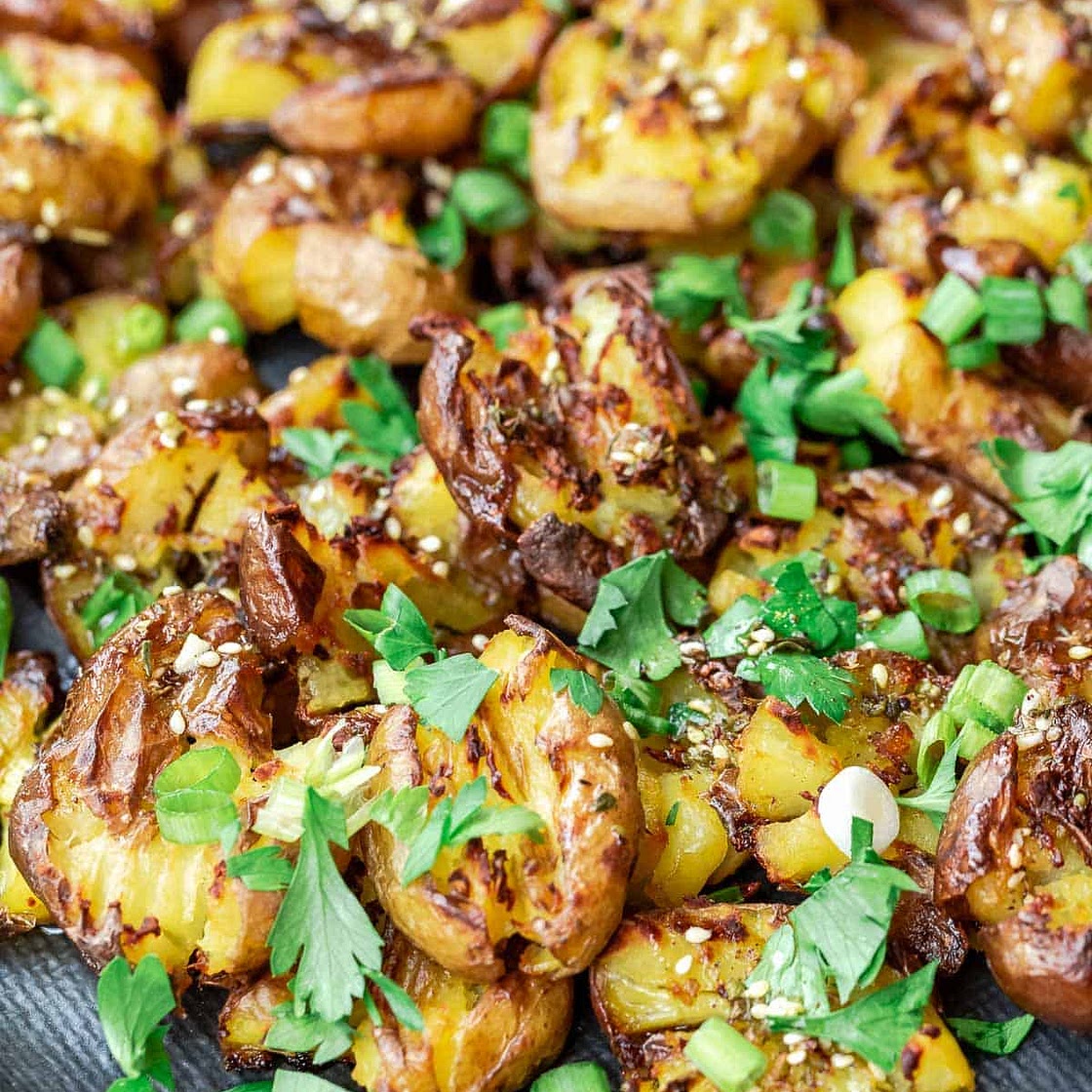 Crispy Smashed Potatoes with Garlic and Za'atar