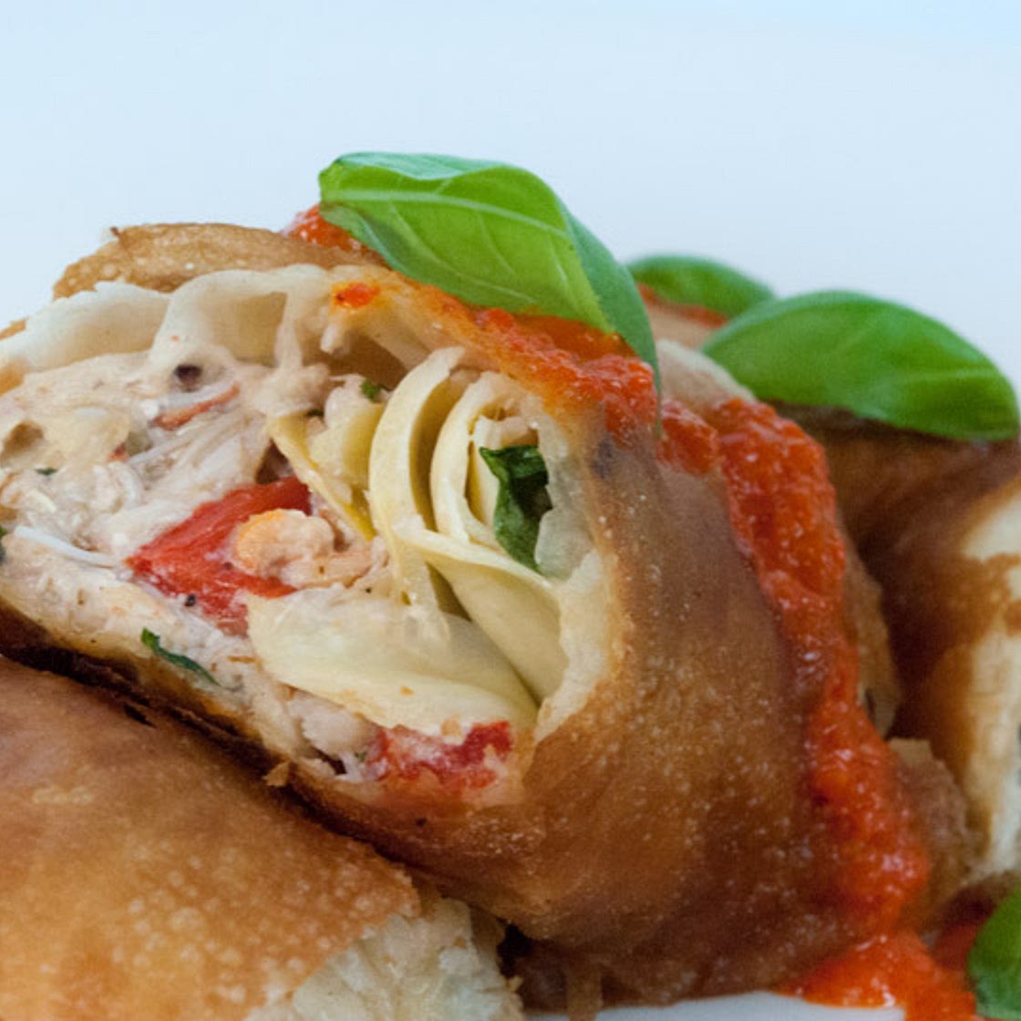 Crab and Artichoke Strudel with Roasted Red Pepper Sauce