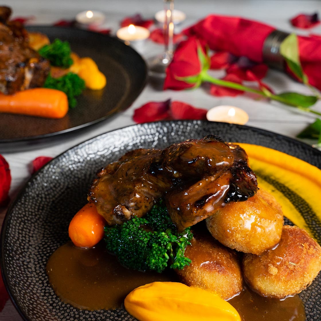 Minted Lamb Leg Steak Roast Dinner by Pureety