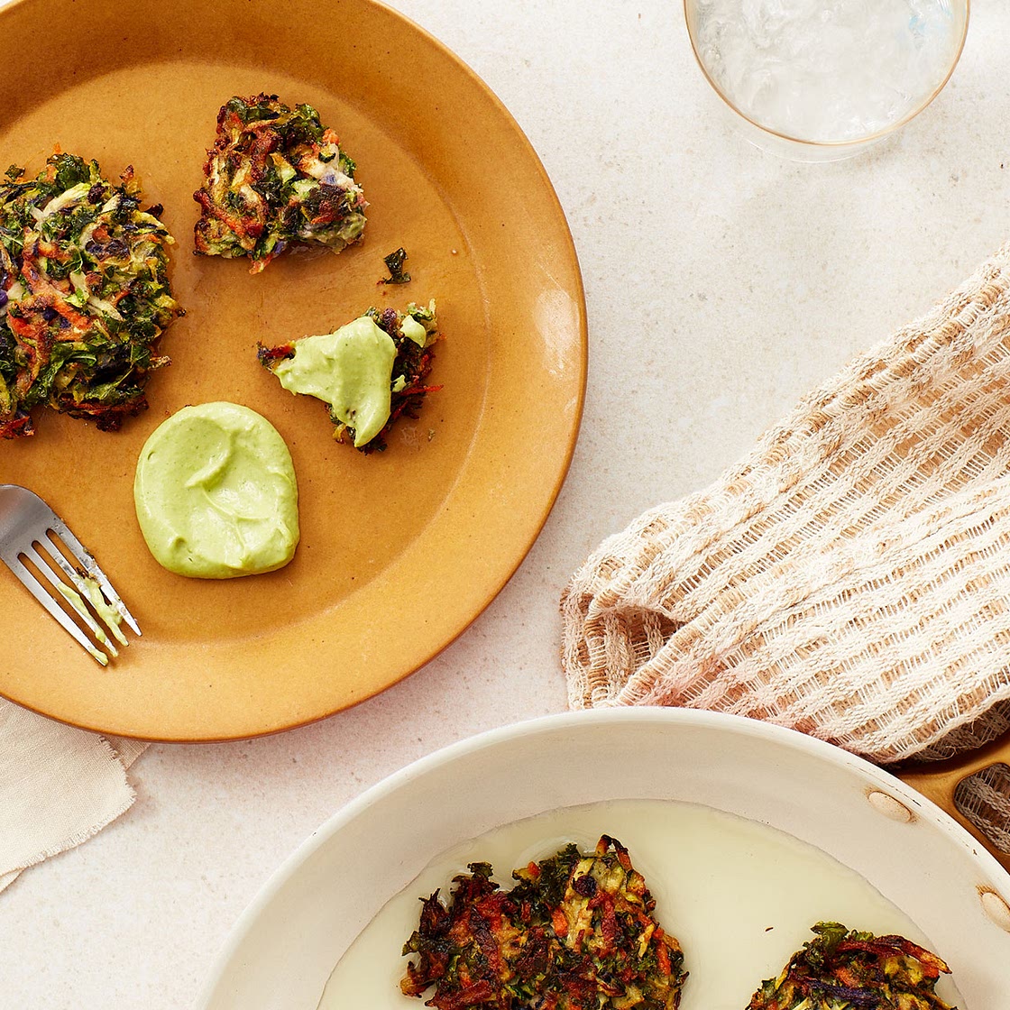 Veggie Fritters with Creamy Avocado Cilantro Sauce