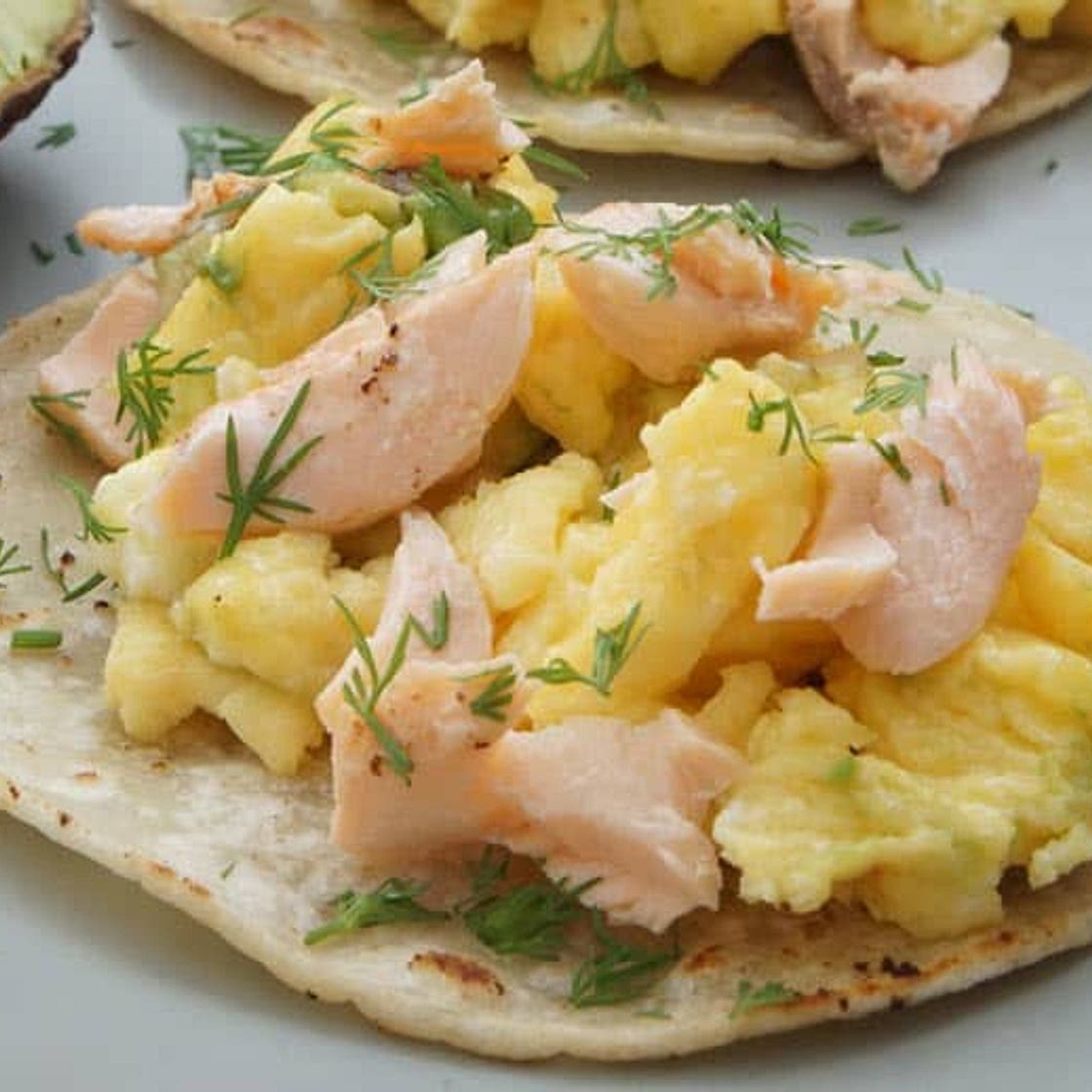 Salmon, Egg, and Avocado Breakfast Tacos