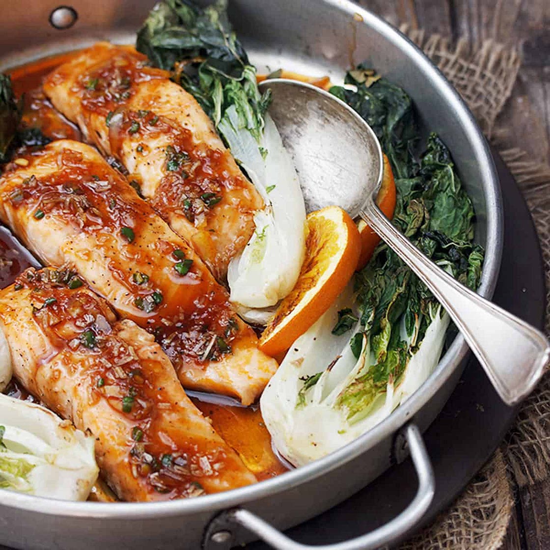 Spicy Orange Salmon and Bok Choy